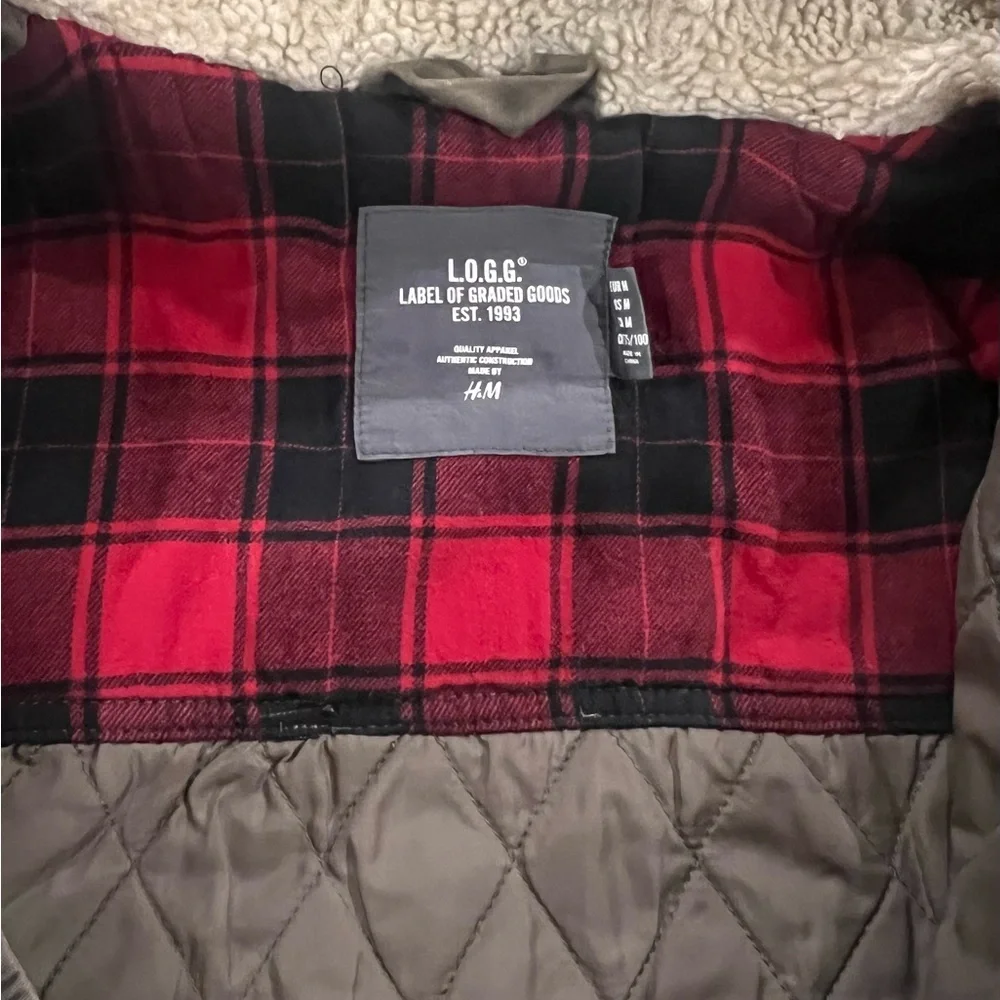 Men’s L.O.G.G. H&M Military Green Field Unisex Jacket w Hood - Picture 11 of 13